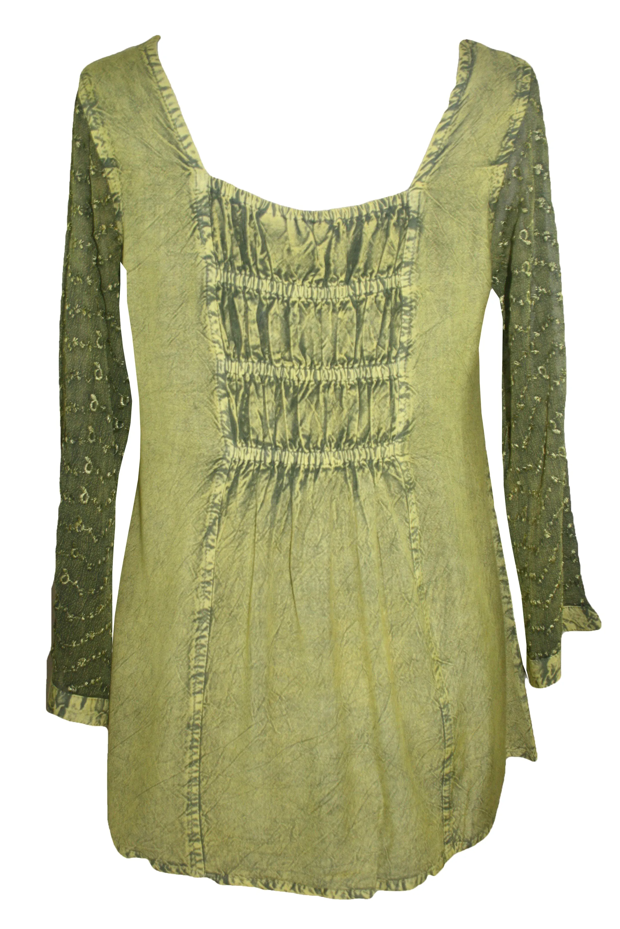 151 B Medieval Victorian Gothic embroidered button down sheer lace sleeve blouse