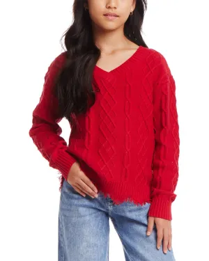 Andy & Evan Cable Knit V-Neck Sweater