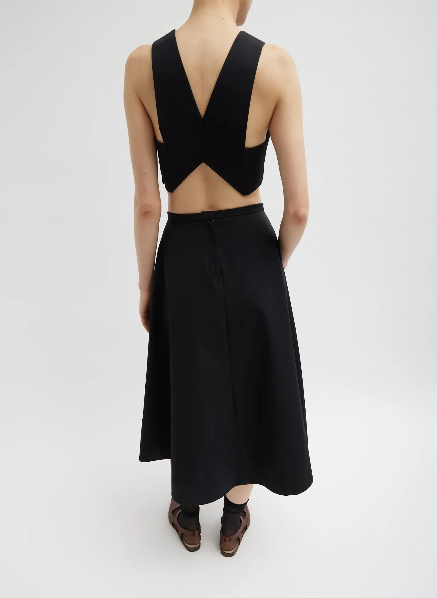 Bonded Luxe Twill Square Neck Cropped Top