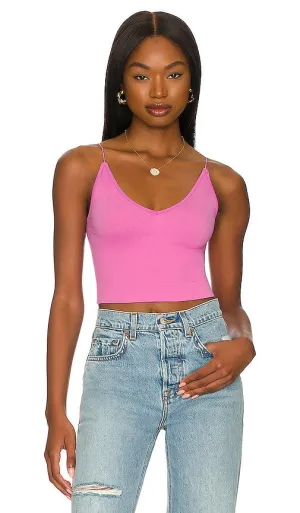 Free People Ribbed V Neck Brami in Fuchsia