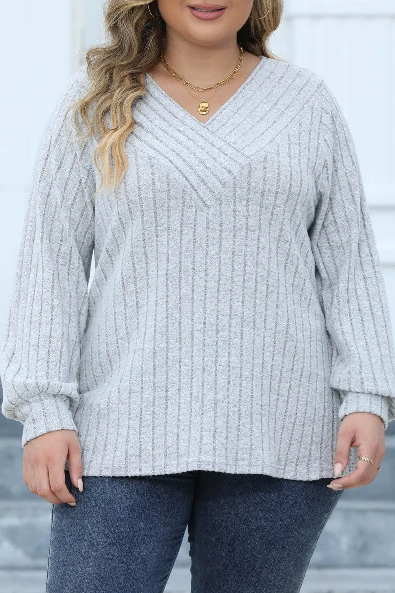 hulianfu Casual Solid Patchwork V Neck Plus Size Tops