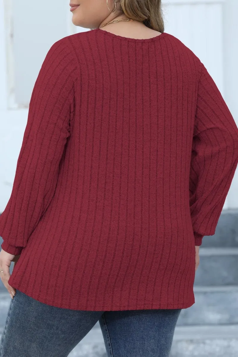 hulianfu Casual Solid Patchwork V Neck Plus Size Tops