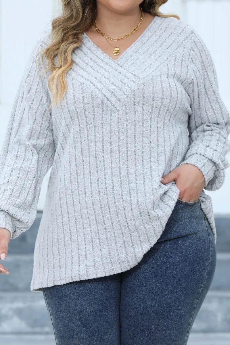 hulianfu Casual Solid Patchwork V Neck Plus Size Tops