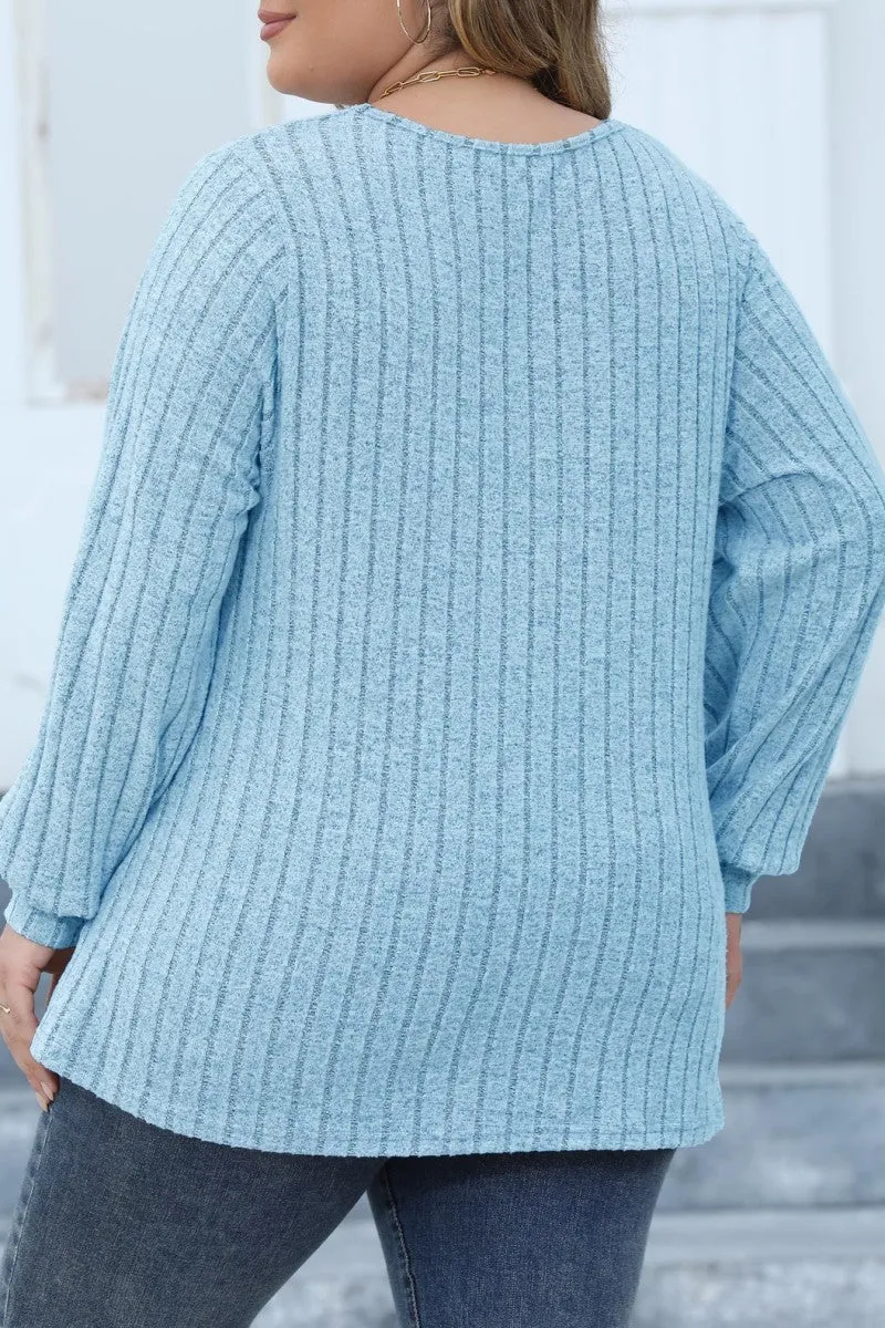hulianfu Casual Solid Patchwork V Neck Plus Size Tops