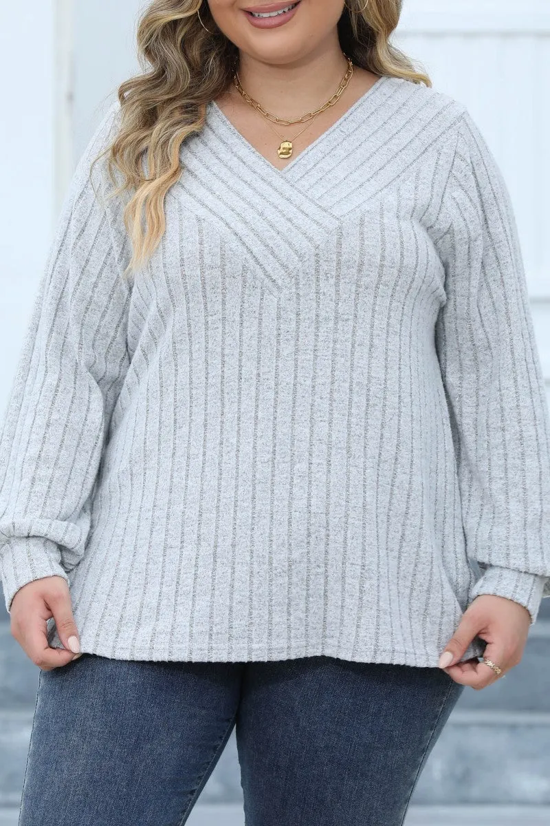 hulianfu Casual Solid Patchwork V Neck Plus Size Tops
