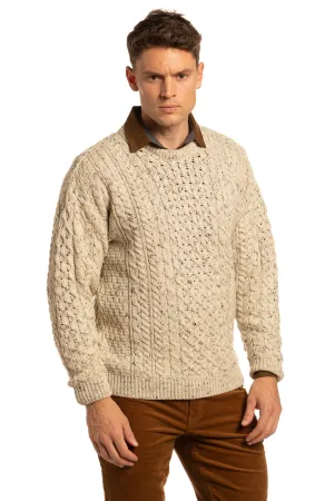 Merino Wool Crewneck Sweater in Oatmeal with Colour Flecks