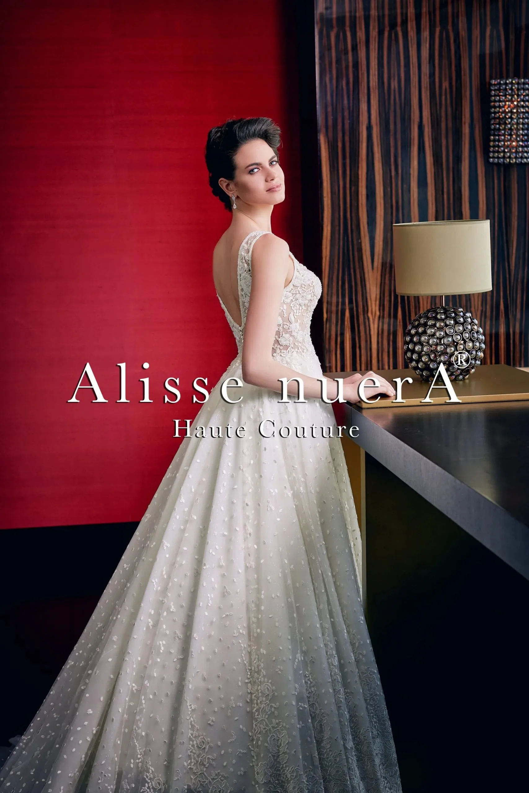 Polka Dot Rustic Ivory Wedding Dress with Pearl Buttoned Back