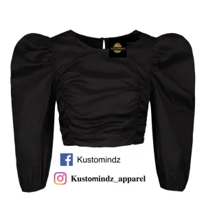 Puff sleeve black crop top