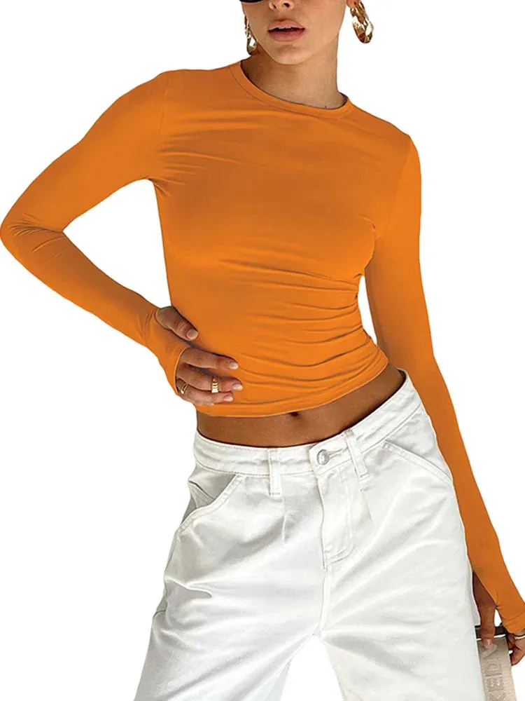 Slim Fit Crew Neck Solid Camis Crop Top for Daily Wear