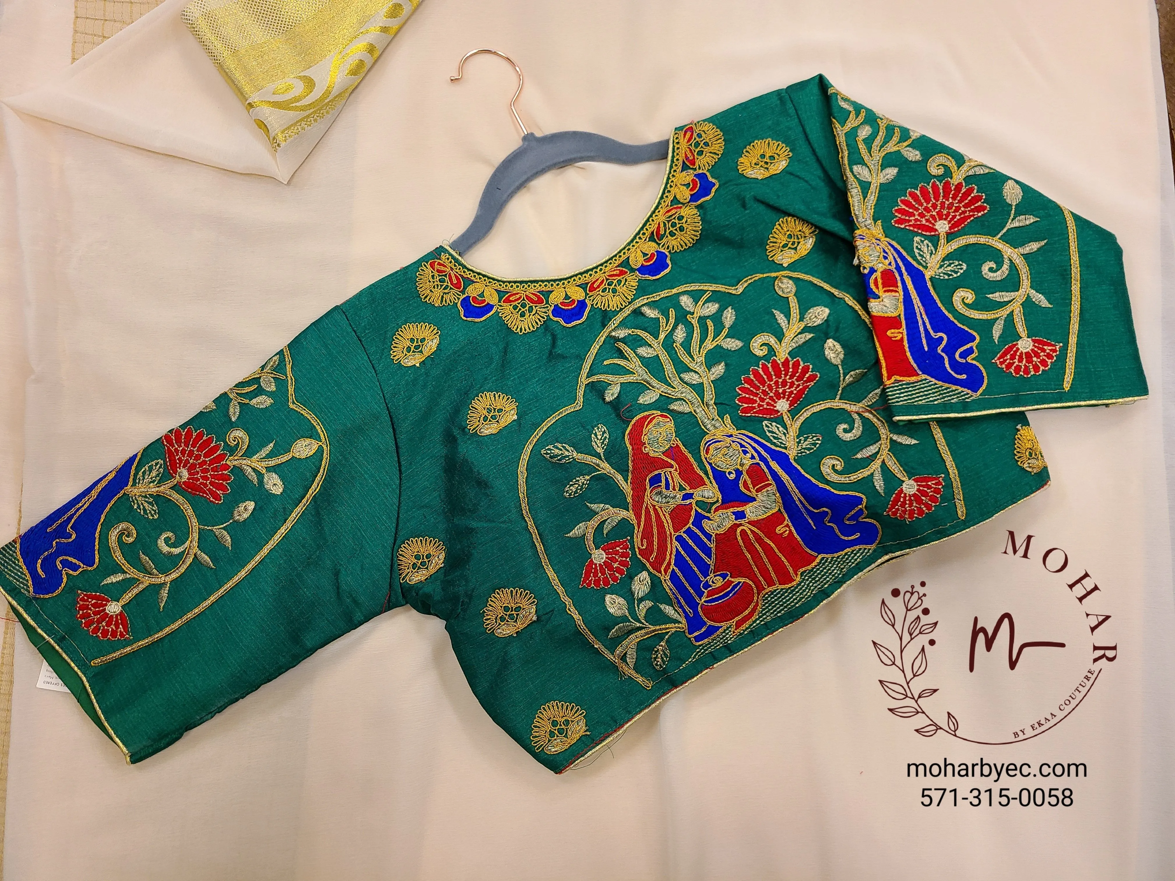 Traditional Green Saree Blouse
