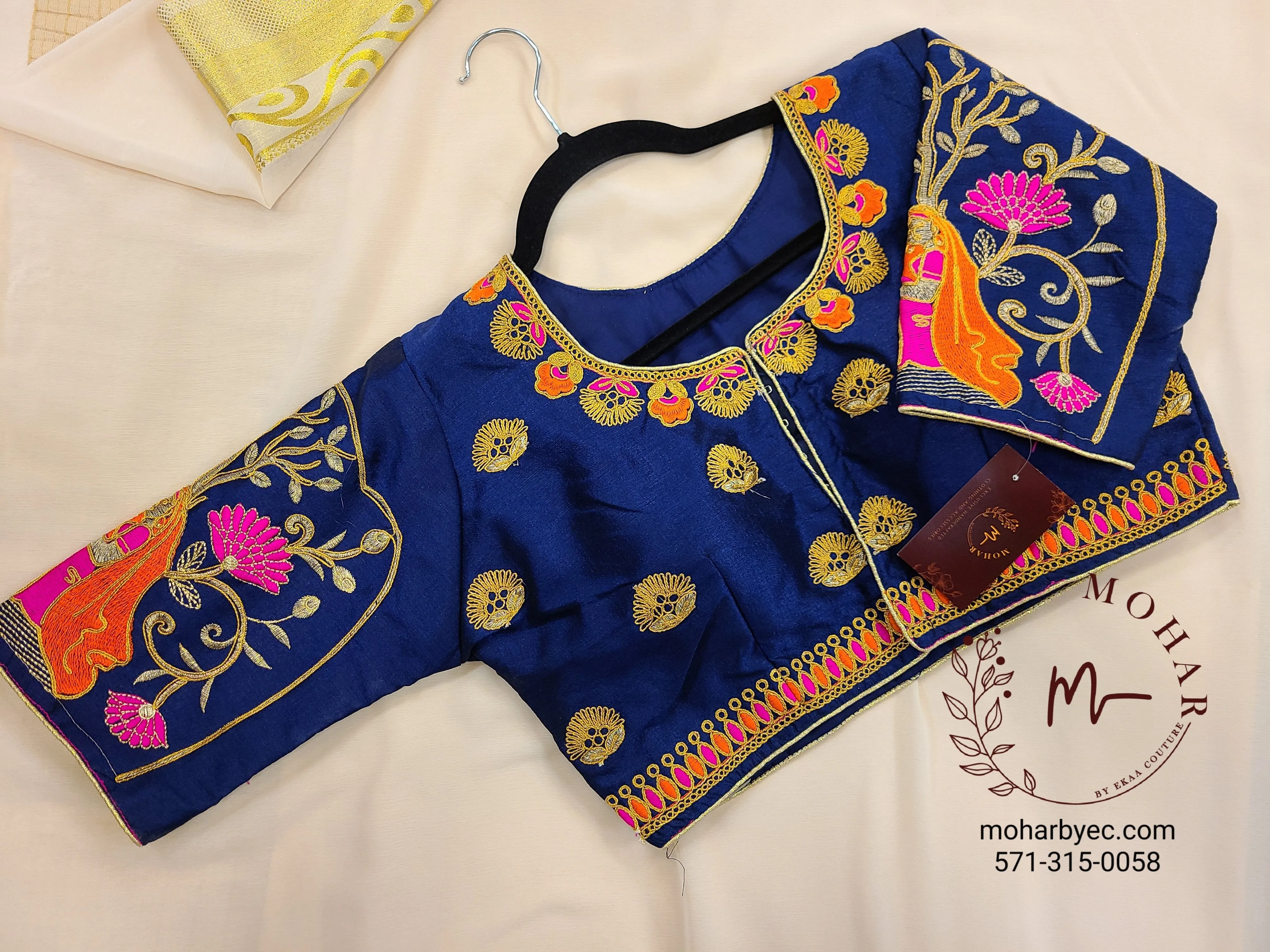 Traditional Navy Saree Blouse